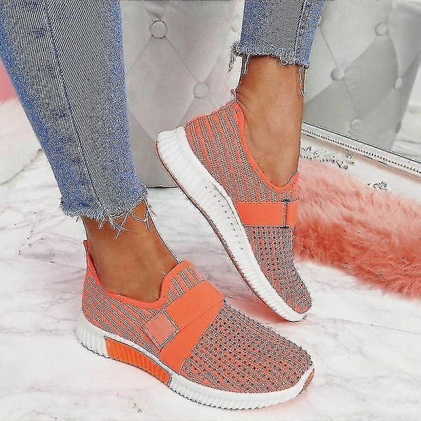 Slip-on sko med ortopedisk såle - Damemote Sneakers Platform Sneakers For Women Walking Shoes.37.Gul