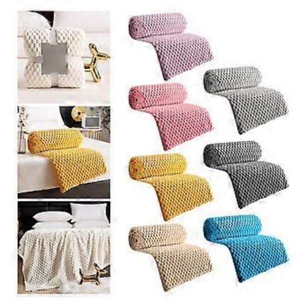 Talvinen lämmin peitto muhkea ruudullinen mikrokuitupeitto pehmeä kosketus fleece toimiston huivi lisää lämpöä mihin tahansa huoneeseen keltainen Yellow