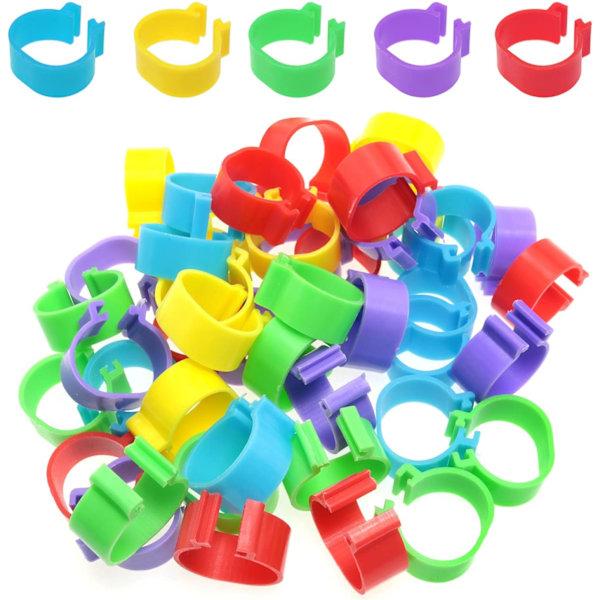 20mm Kyckling ID Band 100ST 20mm Random Color Plast Fjäderfä Chi