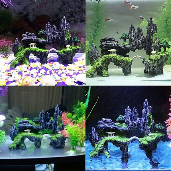 Kunstig dekoration til akvarium - Bjergsten - Resin 9X24X17cm