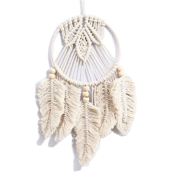 Stor Böhmisk Macrame Drömfångare Vävd Bomulls Macrame Väggdekor