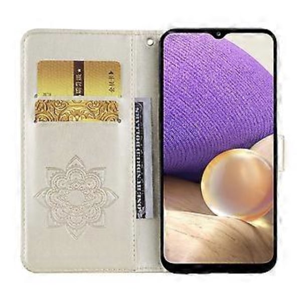 Til Samsung Galaxy S24 FE Wallet Case Ugle Blomst Præget Rhinestone Læder Cover Style D
