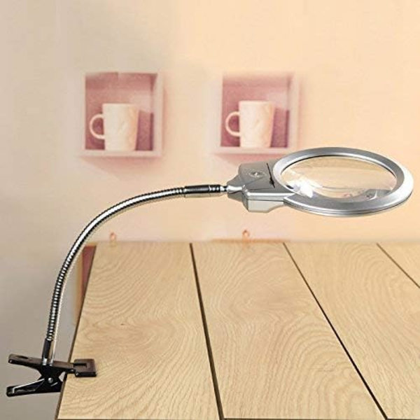 2,5 x 10 x Fleksibel Metal Skrivebords Luplampe med Klemme og 2 LED