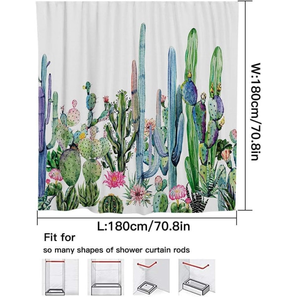 Snabb och hållbar duschdraperi, kaktusbladsmönster