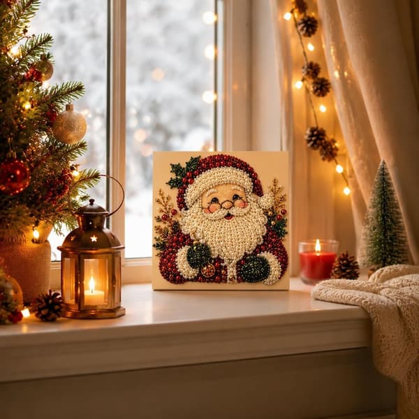 Juleperle- og diamantmalingssett, DIY-perlekunstsett for voksne—Julenissen SantaClaus
