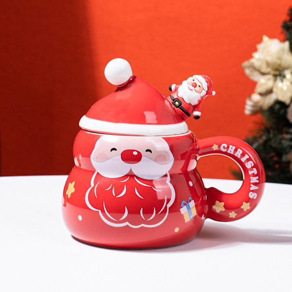 Tecknad Julmugg Present Keramisk Kopp Julkopp Set Julklappskopp - Jultomte