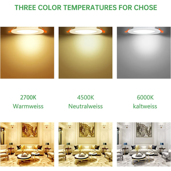 LED Downlight, 2-pakning, ekstra flat, LED Downlight innendørs tak L