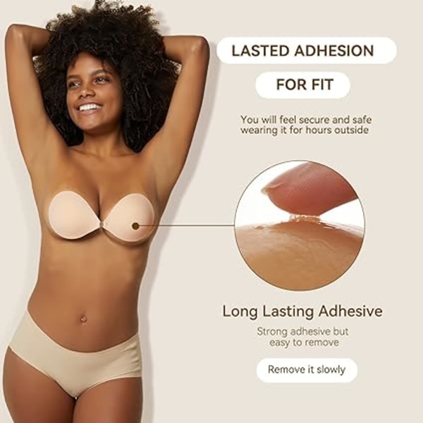 Adhesive BH uten stropper, selvklebende, usynlig push-up silikon-BH for