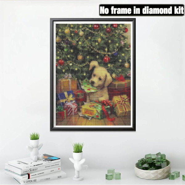 DIY 5D Diamantmålning Julgran Hund Komplett Tillbehör,