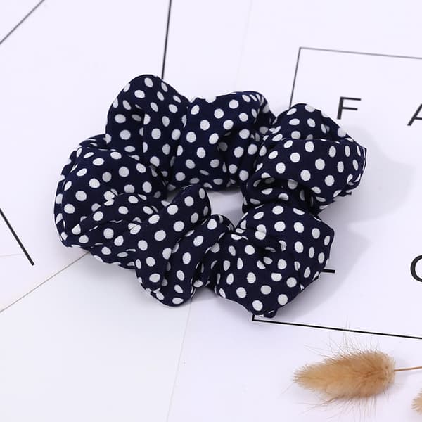 Hårband Hästsvans Hårband Elastiskt Hårrep - Polka Dot Marinblå