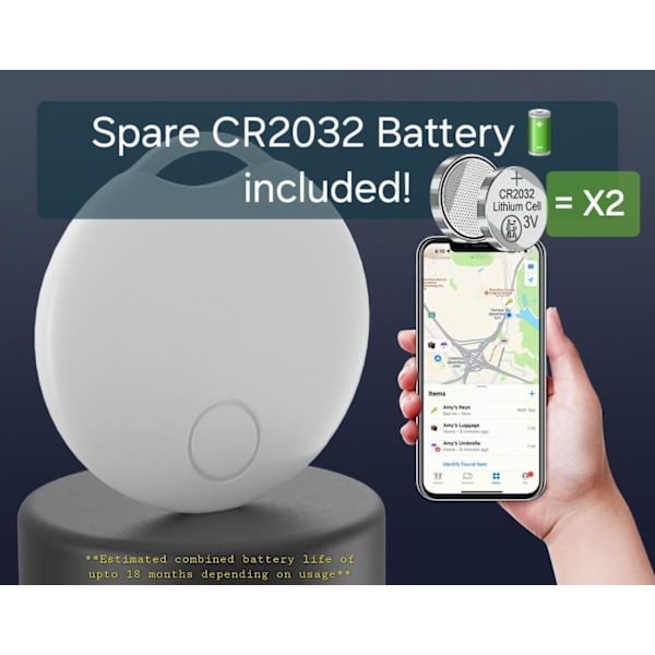 Älykäs Air Tracker -tunniste (vain iOS) Bluetooth-esineiden löytäjä, yhteensopiva Apple Find My:n kanssa (vain iOS - MFI-sertifioitu) Valkoinen