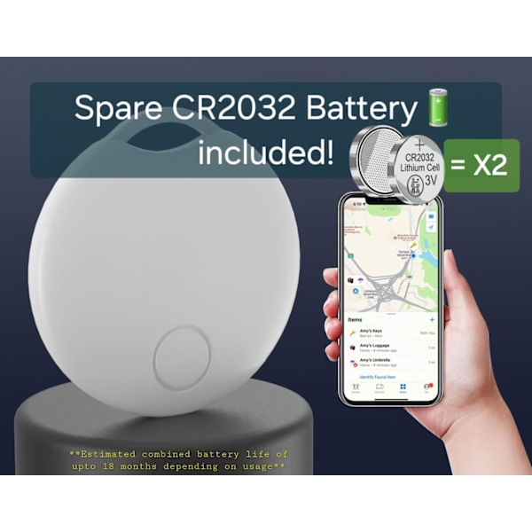 Smart Air Tracker Tag (kun iOS) Bluetooth-genstandssporing, kompatibel med Apples Find My (kun iOS - MFI-certificeret) Hvid