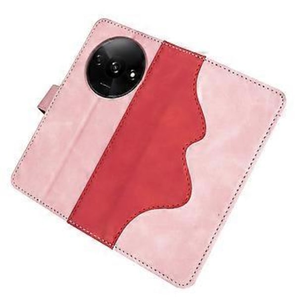 Til Xiaomi Redmi A3/Poco C61 4G Wallet Case PU Læder Farvesplejsning Stødsikkert Telefoncover Style B