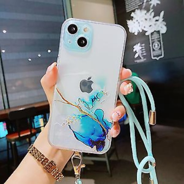 Marmor Mönster TPU Skal För iPhone 13 Pro Blue