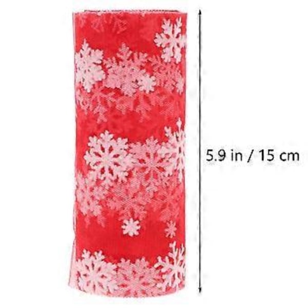 15 cm 10 jaardia Joulun lumihiutale tylli rulla kimalteleva organza harsokangas lumihiutalenauha joulukoristeisiin lahjapaketointiin juhlakoristeluun (Punainen)