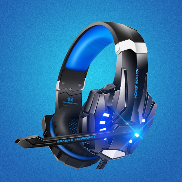 Headset, Kablet PC Gaming Headset med LED-lys til PS5, Gaming Headset - Sort Black