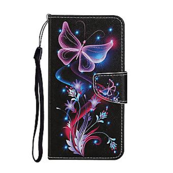 Farvet Tegne Etui til iPhone 12 Pro Max Fluorescent Butterfly