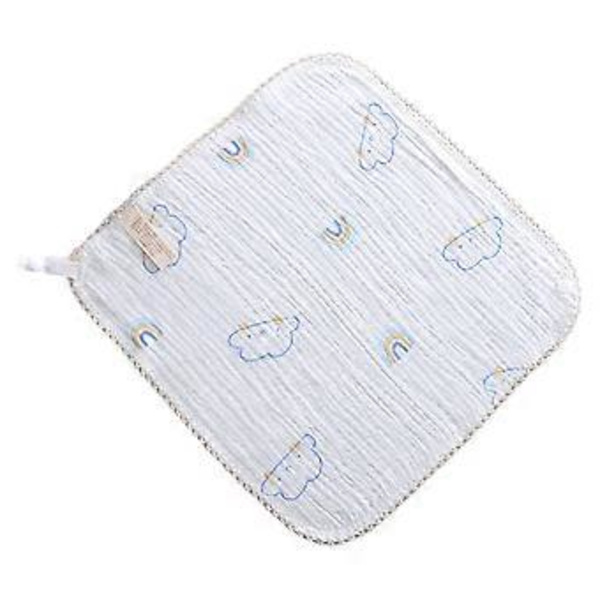 Funktionell Baby Rapduk Muslin Bandana Halsduk Måste Ha Salivhandduk Harts Tryckknapp för Blöjbyte & Ansiktstvätt cute clouds