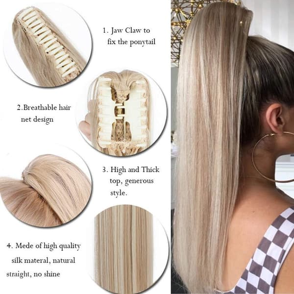 En bit (mörkbrun, ca 60 cm lång) Rak Hår Ponytail E