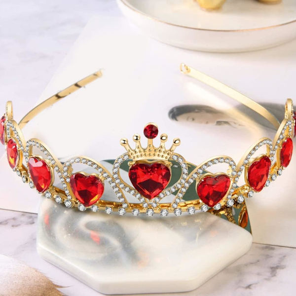 Princessklänning Kronor för Barn Röd Hjärta Tiara Descendants Cos
