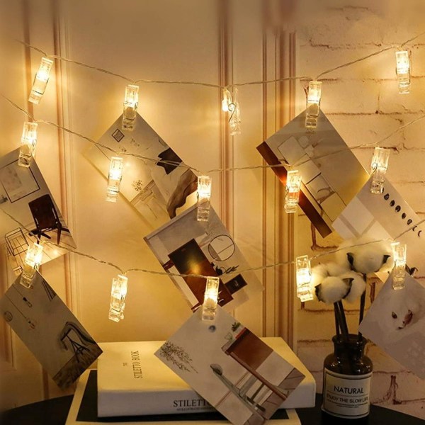 Romanttinen LED Fairy String Lights Photo Clip Garland Lamp Christmas