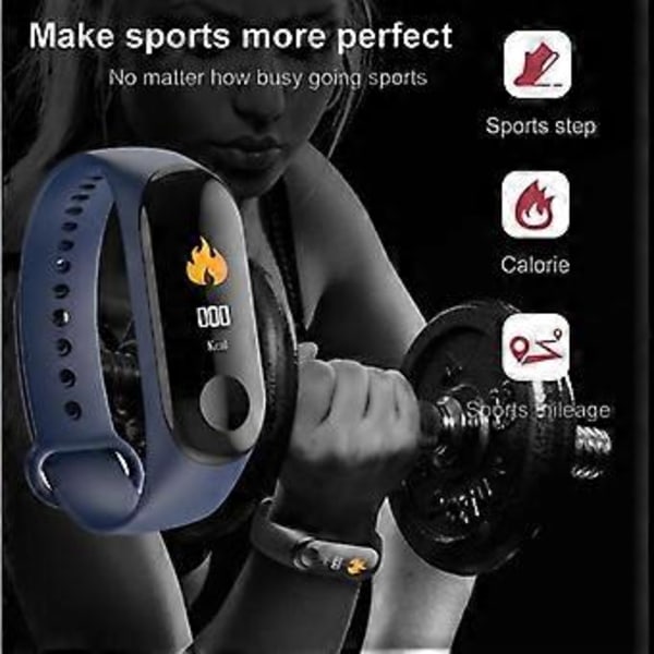 M3 Fitness Tracker Sports Smartwatch Armbånd til Mænd og Kvinder med Pulsmåler og Blodtryksmåling