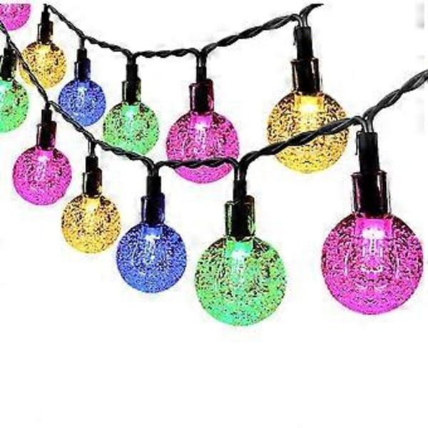 60 LED Ljuskedja Utomhus Ström, Utbyggbar Färgglad Globe Ljuskedja Inomhus, 10M 16 Färger Kristallkulor Färgväxlande Ljuskedjor, Dekoration för Bröllop