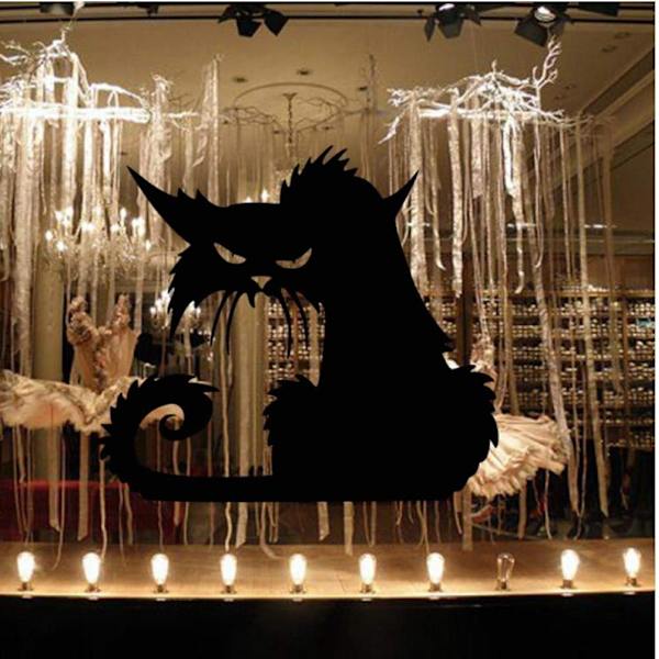 1 st läskig Halloween spöklik svart katt glas fönster klistermärken vägg D