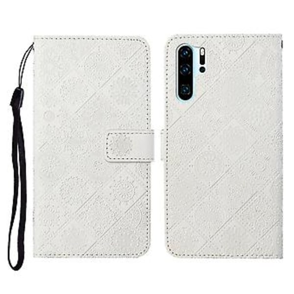 Etnisk PU-fodral för Huawei P30 Pro White