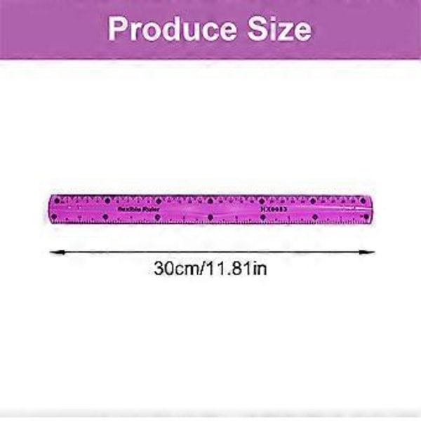 30 cm joustava viivain suora viivain taipuisa viivain värikäs viivain mittaustyökalu pehmeä viivain koulu toimistotarvikkeet punainen Red