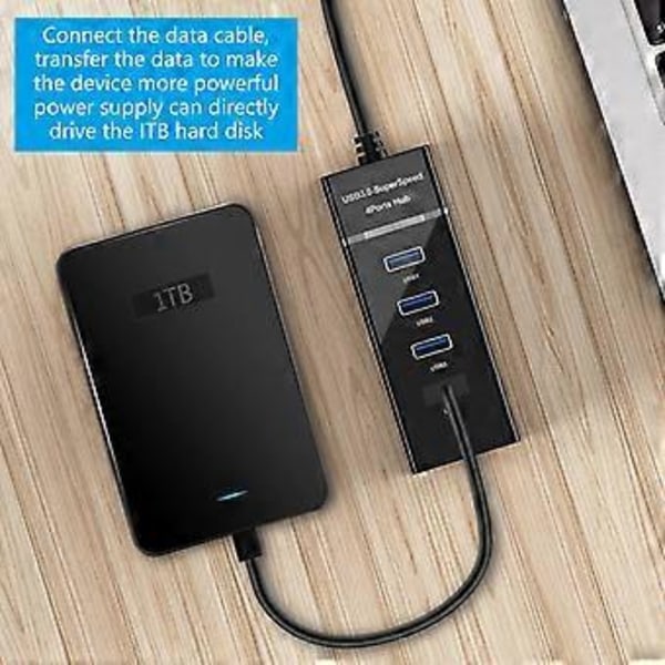 Hög Hastighet USB3.0 Hub 4-Portars USB-Adapter Kompatibel för Stationär Dator Laptop TV 5Gbps Effektiv Dataöverföring & Laddning 0.3 meters