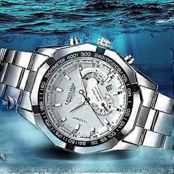 Herre Business Armbåndsur Rustfrit Stål Quartz Vandtæt Selvlysende Armbåndsure White