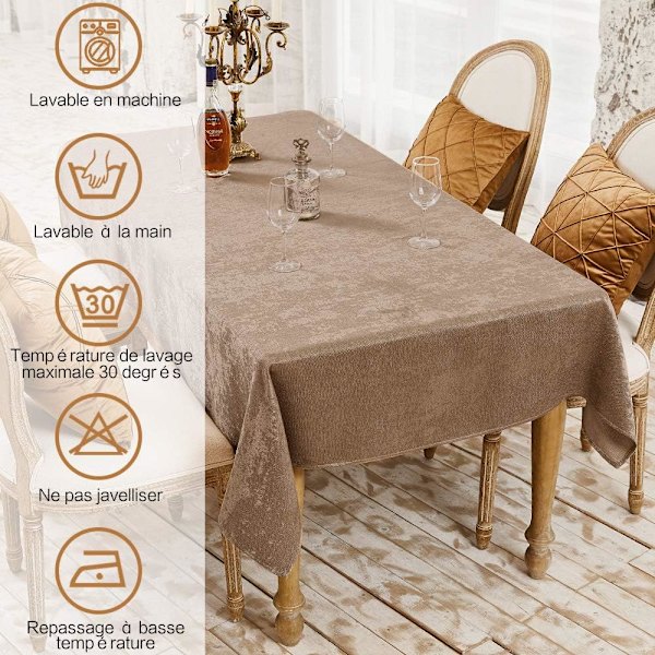 Duk til festbord, rektangulært lin-effekt bord