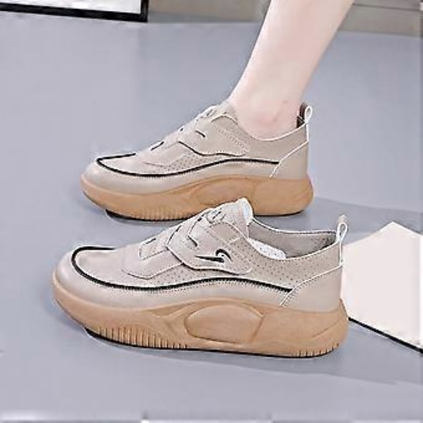 Anti-halkiga, snygga, lätta och ventilerande sommarsneakers för damer, avslappnade sneakers för tjejer för gata, camping, utomhus, inomhus tennis (Khaki 35) Khaki 35