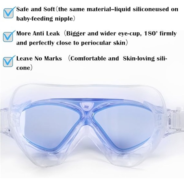 （blå）Simglasögon,Clear Adult Simglasögon Anti-dimma Wat
