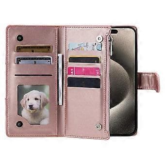Style 012 til iPhone 14 Pro Max Etui Lynlås Flip Stødsikkert Læder Wallet Cover med Håndrem Style D