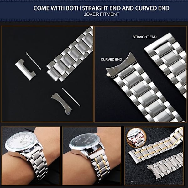 Rostfritt stål armband, raka och böjda ändar (silver och guld)