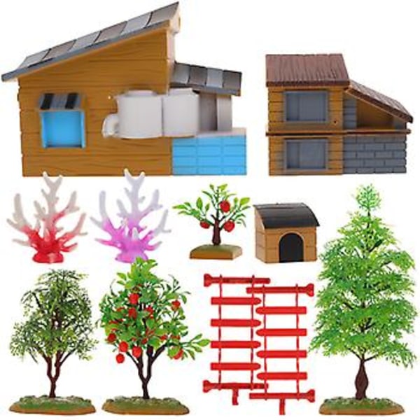 1 Sett Miniatyr Gårdshus Mini Gård Ornamenter Mini Hus Hagedekor For Leker til Barn