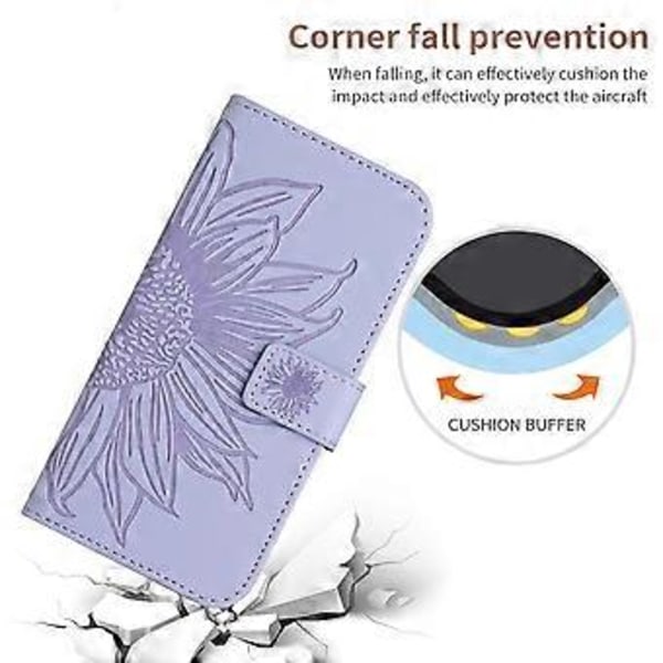 Til Oppo A58 4G Wallet Telefon Cover Solsikke Prægning Stativ Læder Etui med Håndrem Style B