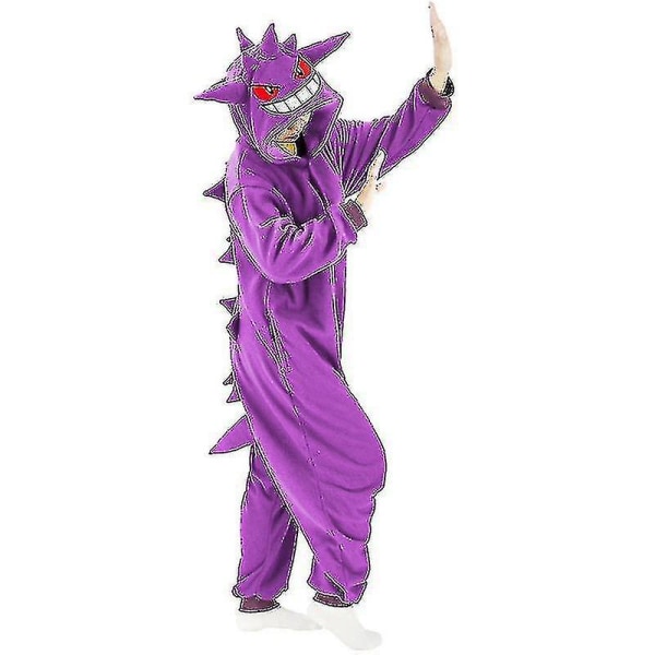 Gengar-asu täyspitkä pyjama Halloween joulu Yksivärinen miehille naisille.S.