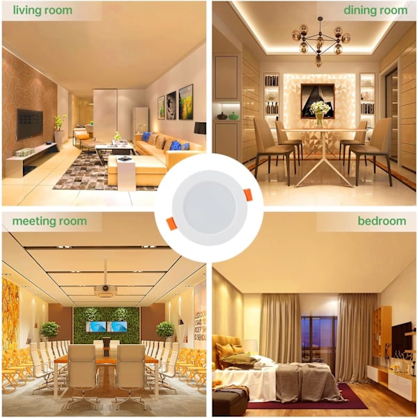 LED Downlight, 2-pakning, ekstra flat, LED Downlight innendørs tak L
