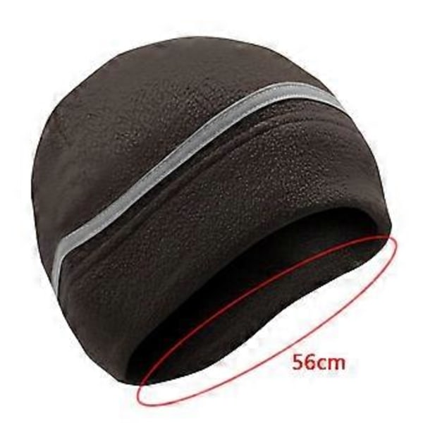 Reflekterende Fleece Hue Vinterhue med Reflekterende Stribe Fleece Tyk Skull Cap Sikkerhedshue til Ski Cykling Ridning Vandring (sort)