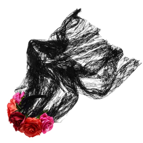 Kvinners Dia de los Muertos Rose Flower Costume Hodeplagg Hallowe
