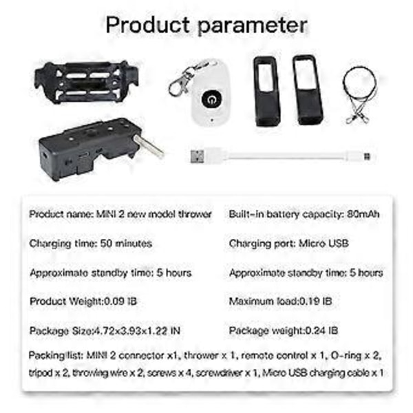 For Mavic Mini 1/2 Airdrop System Drone Lastslipp Levering Transport Kaster Enhet Søk Redning Levering Tilbehør