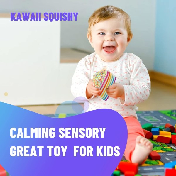 Klemmelegetøj Kage Langsomt Stigende Kawaii Regnbue Squishy Anti-Stress