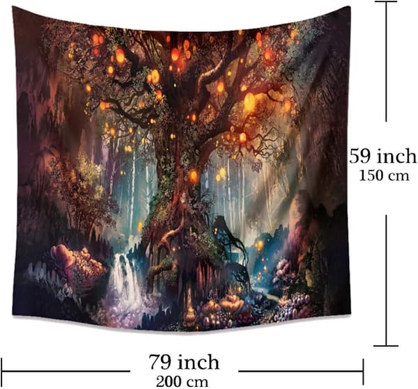 1 kpl Elämänpuu 2 200 x 150cm Elämänpuu seinävaate, Psyched