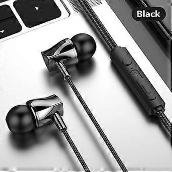 3,5 mm Mobiltelefon In-ear Trådbunden Subwoofer Med Mikrofon Justering Trådbundet Headset För