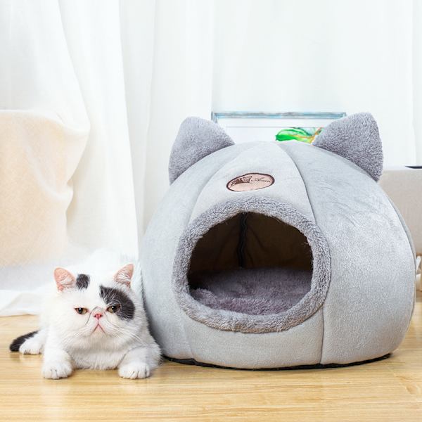 1 st kattbädd, mjuk kattbädd, kattsäng, husdjursbädd för katter och valpar
