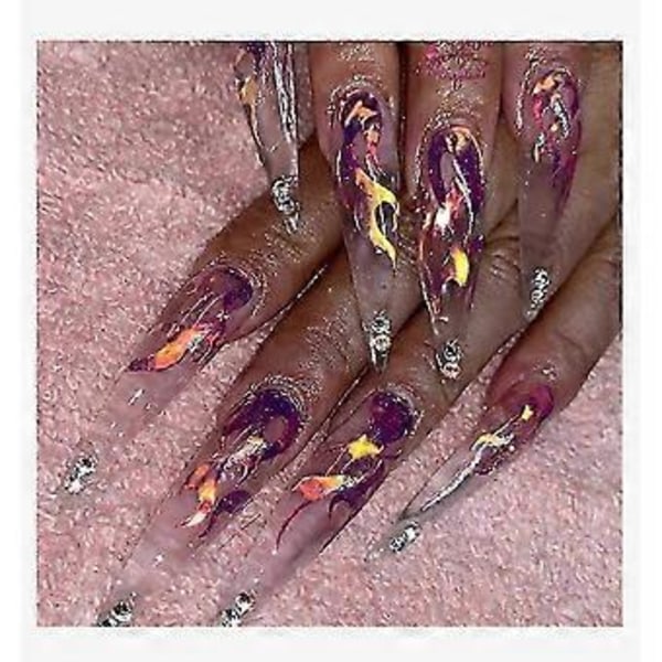 16 st Holografiska Eldflammor Nagelstickers Eldar På Manikyr Schablon Stickers Nagelkonst Dekoration