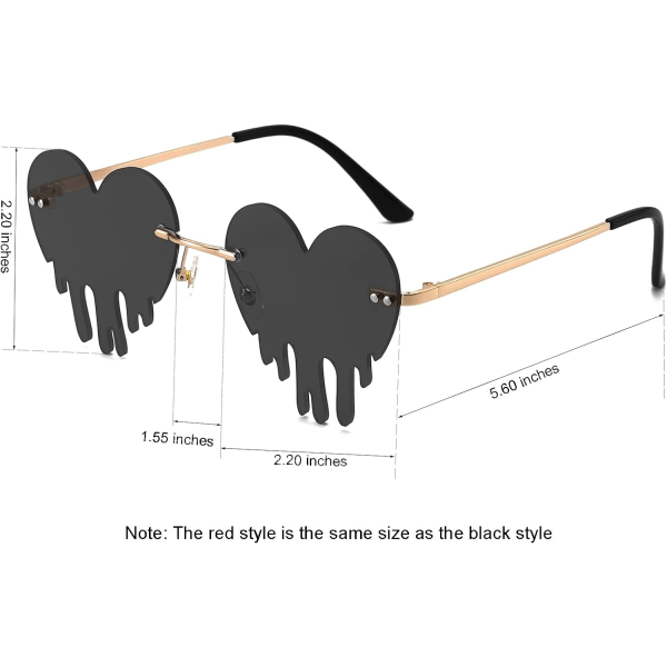 Dripping Heart -aurinkolasit naisille Fashion Metal Rimless Festiva